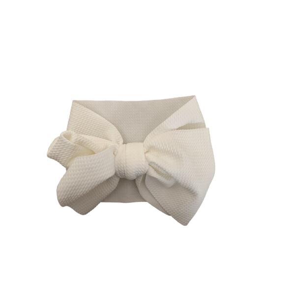 Mini‎ Prep Baby Girl's Textured Bow Headwrap white NEW - Picture 1 of 3